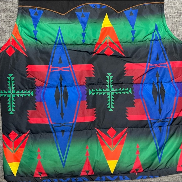 Polo Ralph Lauren Bear Aztec Beacon Southwestern Quilted Fur Vest - Picture 4 of 5